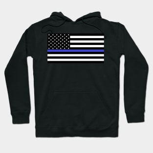 US Flag "Thin Blue Line" B&W Hoodie